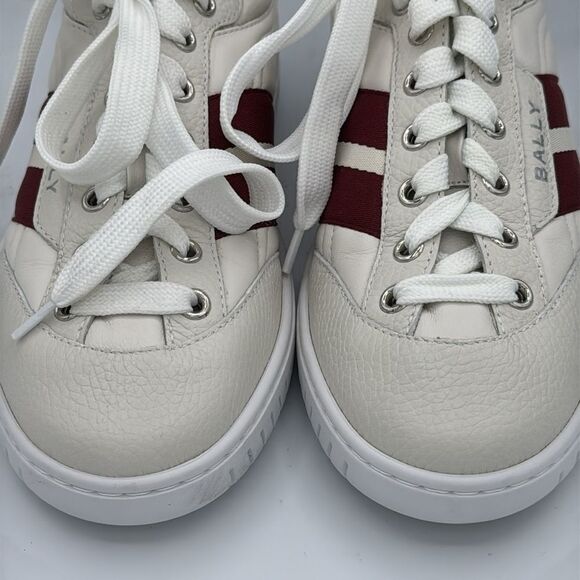 New Bally Player Striped Leather Sneakers White/ Ted Size 39/ US 9 - Picture 4 of 14